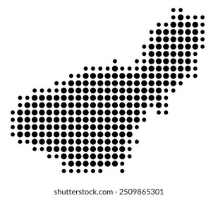 Mapa de símbolos da Provincia Granada (Espanha) mostrando o território com um padrão de círculos pretos