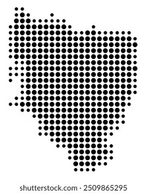 Symbol Map of the Provincia Huesca (Spain) showing the territory with a pattern of black circles