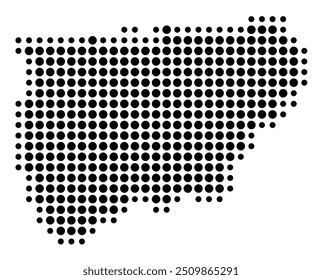 Symbol Map of the Provincia Jaen (Spain) showing the territory with a pattern of black circles