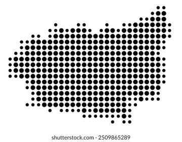 Symbol Map of the Provincia Leon (Spain) showing the territory with a pattern of black circles