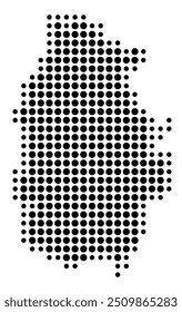 Symbol Map of the Provincia Lugo (Spain) showing the territory with a pattern of black circles