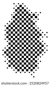 Symbol Map of the Provincia Lugo (Spain) showing the territory with a pattern of black squares like a chessboard