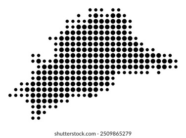 Mapa de símbolos da Málaga Provincial (Espanha) mostrando o território com um padrão de círculos pretos
