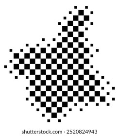 Symbol Map of the Provincia Murcia (Spain) showing the territory with a pattern of black squares like a chessboard