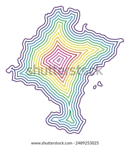 Symbol Map of the Provincia Navarra (Spain) showing the state border buffered inside in rainbow colors