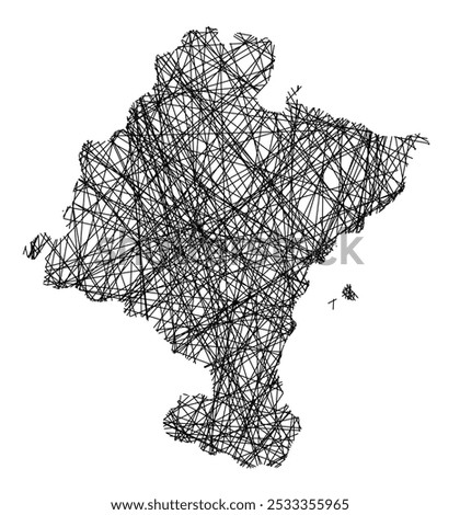 Symbol Map of the Provincia Navarra (Spain) showing the state with black, crossing lines like Mikado Sticks or a spider web