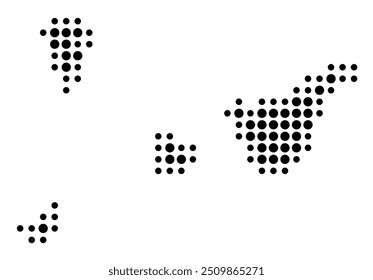 Symbol Map of the Provincia Santa Cruz de Tenerife (Spain) showing the territory with a pattern of black circles