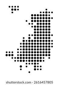 Symbol Map of Racine (United States) showing the city with a pattern of just a few black dots