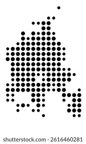 Symbol Map of Redding (United States) showing the city with a pattern of just a few black dots