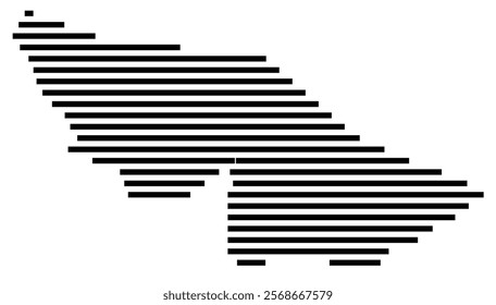 Symbol Map of the region Acre (Brazil) showing the territory with just a few black horizontal lines