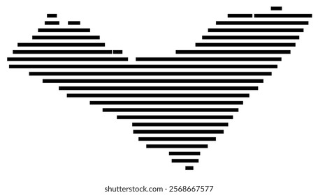 Symbol Map of the region Alagoas (Brazil) showing the territory with just a few black horizontal lines