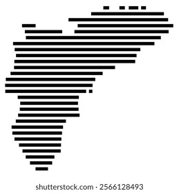 Symbol Map of the region Alicante (Spain) showing the territory with just a few black horizontal lines