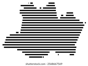 Symbol Map of the region Amazonas (Brazil) showing the territory with just a few black horizontal lines