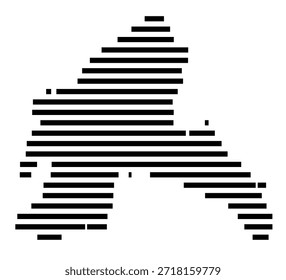 Symbol Map of the Region Antalya, Isparta, Burdur (Turkey) showing the region with a few black horizontal lines