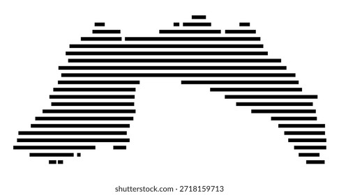Mapa simbólico de la región de Antalya (Turquía) que muestra la región con algunas líneas Horizontales negras