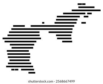 Symbol Map of the region Appenzell Ausserrhoden (Switzerland) showing the territory with just a few black horizontal lines