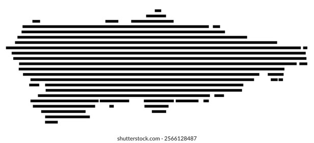 Symbol Map of the region Asturias (Spain) showing the territory with just a few black horizontal lines