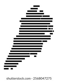 Symbol Map of the region Austurland (Iceland) showing the territory with just a few black horizontal lines