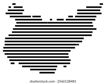 Symbol Map of the region Badajoz (Spain) showing the territory with just a few black horizontal lines