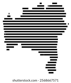 Symbol Map of the region Bahia (Brazil) showing the territory with just a few black horizontal lines