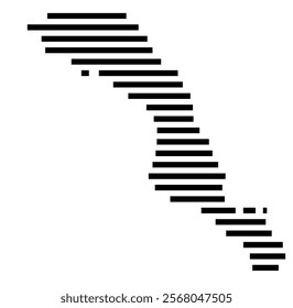 Symbol Map of the region Baja California Sur (Mexico) showing the territory with just a few black horizontal lines