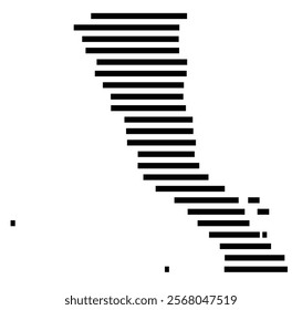 Symbol Map of the region Baja California (Mexico) showing the territory with just a few black horizontal lines