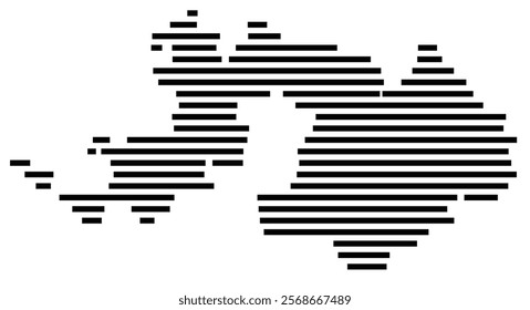 Symbol Map of the region Basel-Country (Switzerland) showing the territory with just a few black horizontal lines