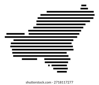Mapa simbólico de la región Bitlis (Turquía) que muestra la región con algunas líneas Horizontales negras