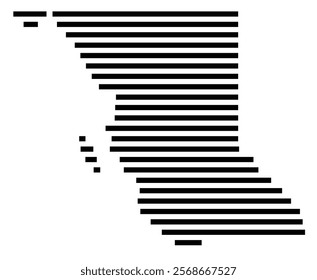 Symbol Map of the region British Columbia (Canada) showing the territory with just a few black horizontal lines