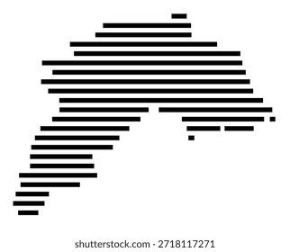 Symbol Map of the Region Burdur (Turkey) showing the region with a few black horizontal lines