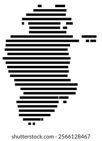 Symbol Map of the region Burgos (Spain) showing the territory with just a few black horizontal lines