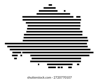 Mapa simbólico de la región Cáceres (España) que muestra la región con algunas líneas Horizontales negras