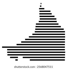 Symbol Map of the region Campeche (Mexico) showing the territory with just a few black horizontal lines