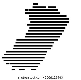 Symbol Map of the region Castellon (Spain) showing the territory with just a few black horizontal lines