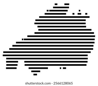 Symbol Map of the region Castelo Branco (Portugal) showing the territory with just a few black horizontal lines