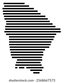 Symbol Map of the region Ceara (Brazil) showing the territory with just a few black horizontal lines