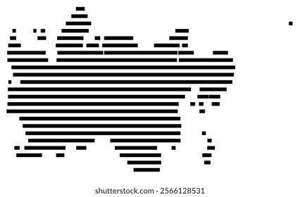 Symbol Map of the region Central Jutland (Denmark) showing the territory with just a few black horizontal lines