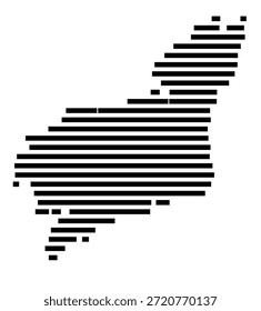 Mapa simbólico de la región A Coruña (España) que muestra la región con algunas líneas Horizontales negras