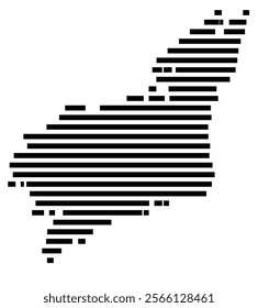 Symbol Map of the region Corunna (Spain) showing the territory with just a few black horizontal lines