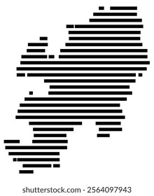 Symbol Map of the region Daegu (South Korea) showing the territory with just a few black horizontal lines