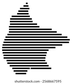 Symbol Map of the region El Beni (Bolivia) showing the territory with just a few black horizontal lines