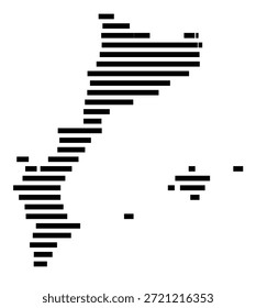 Mapa simbólico de la región Este (España) que muestra la región con algunas líneas Horizontales negras