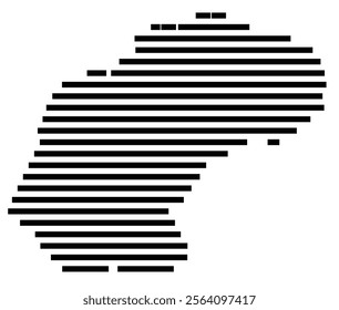 Symbol Map of the region Free State (South Africa) showing the territory with just a few black horizontal lines