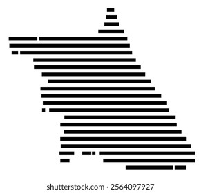 Symbol Map of the region Gangwon (South Korea) showing the territory with just a few black horizontal lines