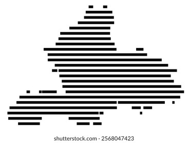 Symbol Map of the region Gelderland (The Netherlands) showing the territory with just a few black horizontal lines