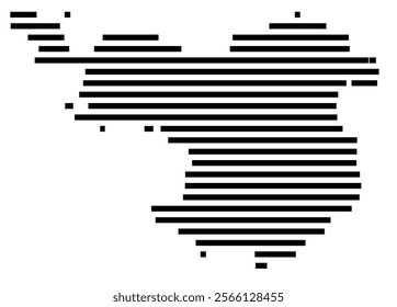 Symbol Map of the region Girona (Spain) showing the territory with just a few black horizontal lines