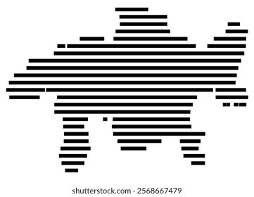 Symbol Map of the region Graubunden (Switzerland) showing the territory with just a few black horizontal lines