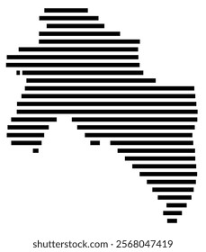 Symbol Map of the region Groningen (The Netherlands) showing the territory with just a few black horizontal lines