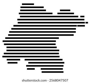 Symbol Map of the region Guanajuato (Mexico) showing the territory with just a few black horizontal lines