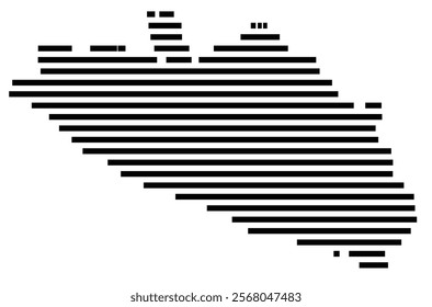 Symbol Map of the region Guerrero (Mexico) showing the territory with just a few black horizontal lines